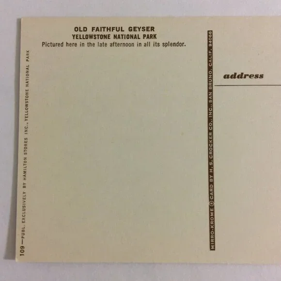VINTAGE Post Card Old Faithful Geyser Yellowstone - Picture 10 of 12